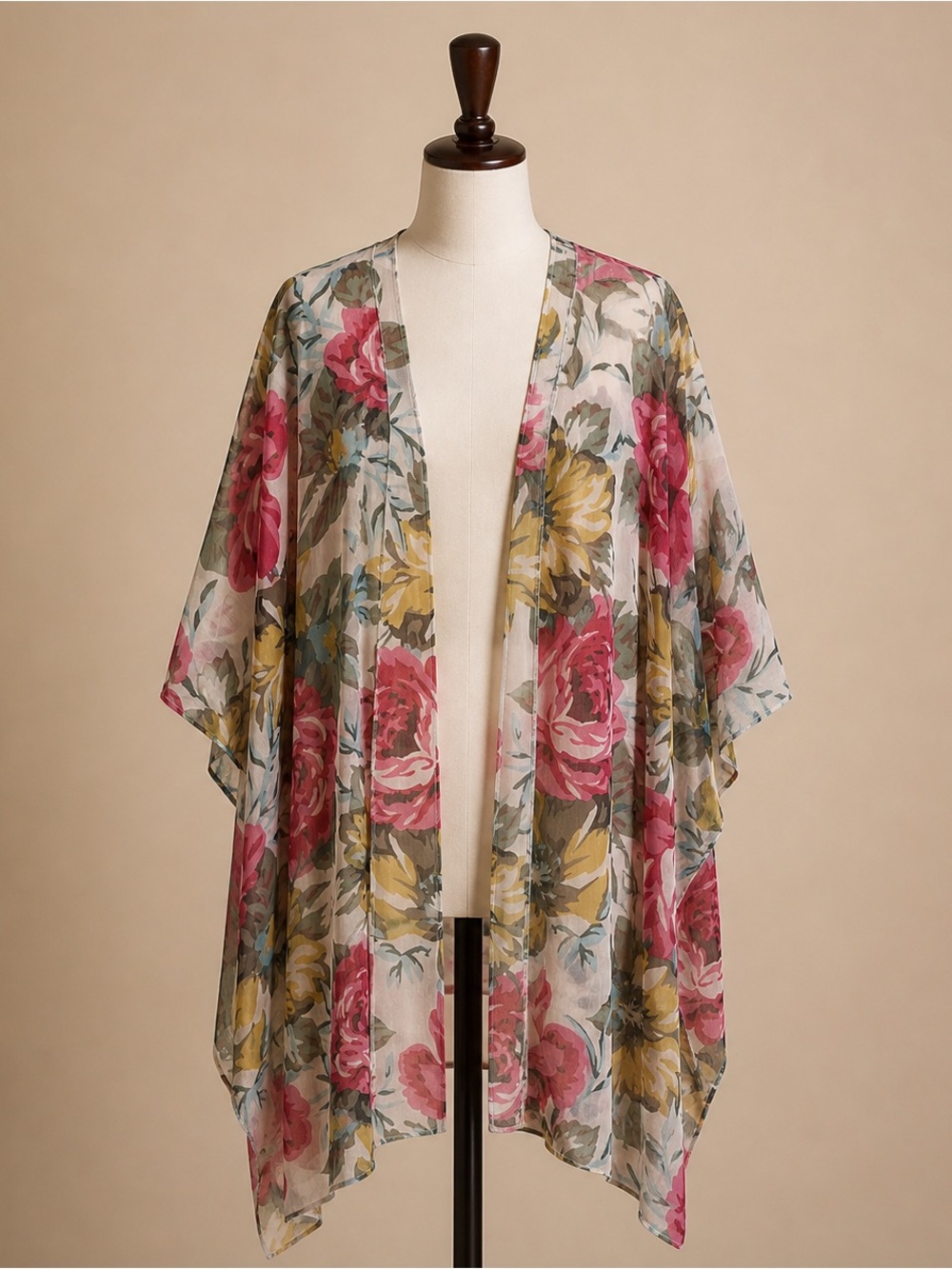 Xhilaration Floral Sheer Kimono in Pink and Cream